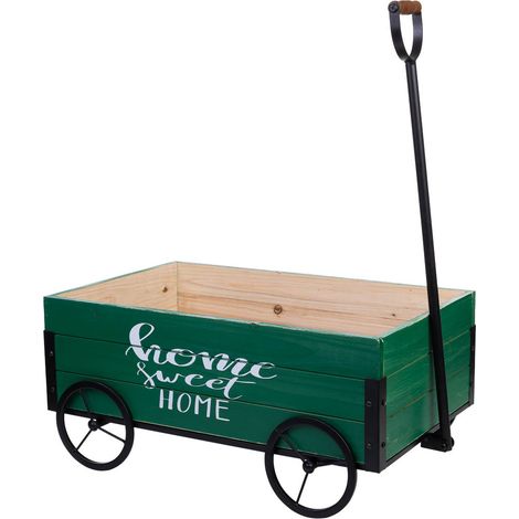 Carretilla de madera y metal con mango de arrastre 63x39,5x72h cm (1/5)