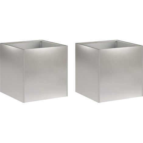Garten-Pflanzgefäß 2 Stk. Silber 35 x 35 x 35 cm Edelstahl vidaXL
