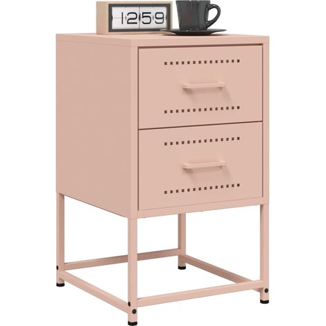 Nachttische 2 Stk. Rosa 36x39x60,5 cm Stahl