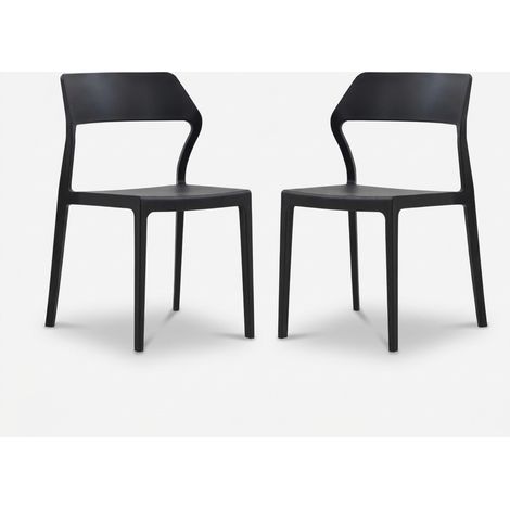 2er Set stapelbare Stühle für Innen- und Außenbereich Agrigento - Schwarz (1/5)