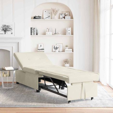 Schlafsofa Creme 194 x 67 x 82 cm Samt