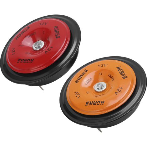 2pcs 12V Avertisseur Pneumatique Électrique 110DB Étanche Klaxon pour Bateau Camion Moto (Orange Rouge) (1/5)