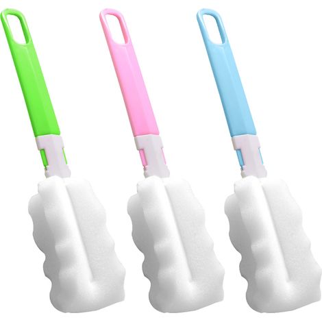 1 Brosse nettoyage,éponge détachable,manche plastique réglable,pour biberons,tasses,bouteilles,usage domestique (1/5)