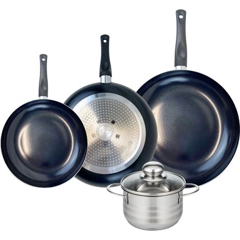 Ensemble de 3 Poêles de cuisson 24, 28 et 32 cm et 1 faitout 16 cm Elo Prima Brillant (1/5)