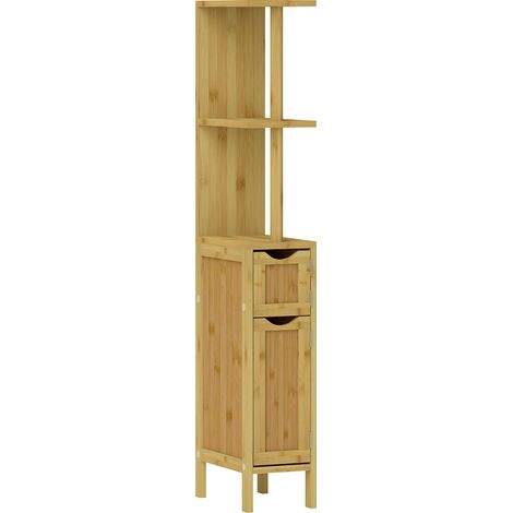 HOMCOM Mobile Bagno con Ripiani Aperti e Armadietti 18x30x120 cm Colore Legno