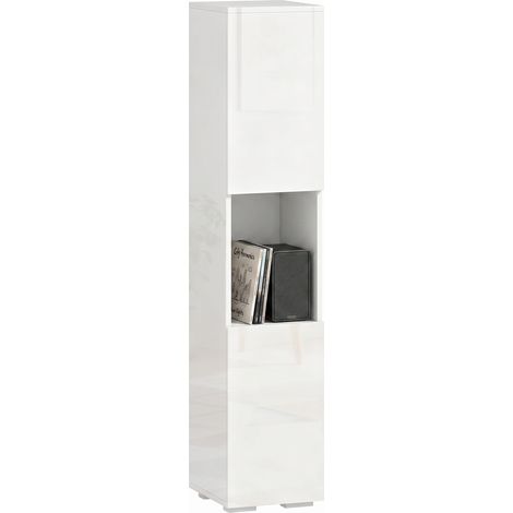Mobile porta TV sottile con 5 ripiani regolabili, bianco (1/5)