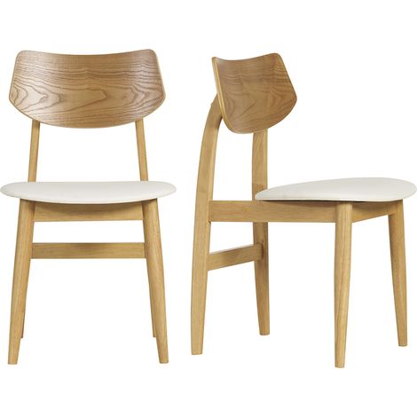 Skandinavische Stühle in Weiß mit hellem Holz (2er Set) ELION
