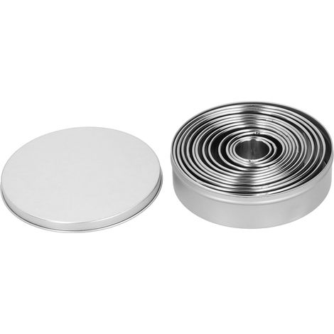 Set mit 12 runden Edelstahlformen für Mousse, Kuchen, Fondant, Kekse und Gebäck. (1/5)