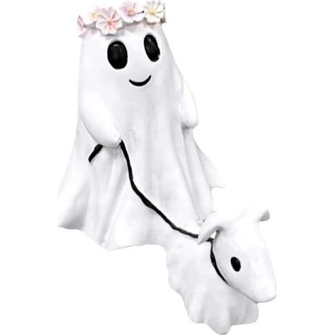Nouvelle statue de chien fantôme promenant son chien fantôme, statues de chien fantôme pour Halloween, figurine de chien fantôme effrayante pour Halloween (1/5)