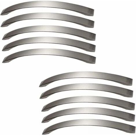 Lot de 10 Poignee de Meuble Cuisine - Chromées- Poignées de Porte Nickel Brossé Poignee de Cuisine inox Entraxe 160mm (1/4)