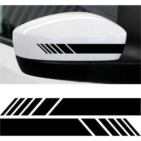 2PCS Car Rearview Mirror Reflective Sticker, Car Rearview Mirror Reflective Strip Sticker, Personalized Sticker Car Side Stripe Stickers(Black)