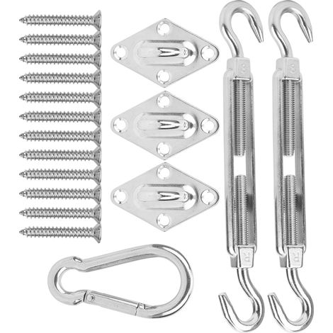 Kit de quincaillerie en acier inoxydable : vis, crochet losange, boucle à ressort, accessoire pour voile d'ombrage (1/5)