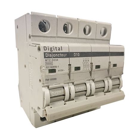 Digital 02098 Leistungsschalter 4P 10A 415V Kurve D 6kA