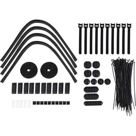 152-teiliges Kabelmanagement-Set, inklusive selbstklebender Kabelaufbewahrungsclips und Kabelschutzschläuchen. (1/5)