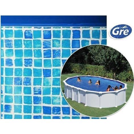 GRE – Liner mosaïque pour piscine hors sol ovale – Dimensions 5,00 x 3,00 x 1,32 m – PVC 50/100ème avec jonc d'accrochage – Garantie 1 an (1/5)