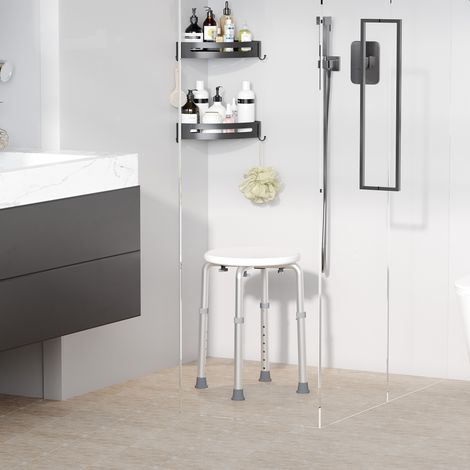 Tabouret de Douche réglable en Hauteur siège de Douche Ergonomique Pieds antidérapants Charge Max. 136 Kg alu HDPE Blanc