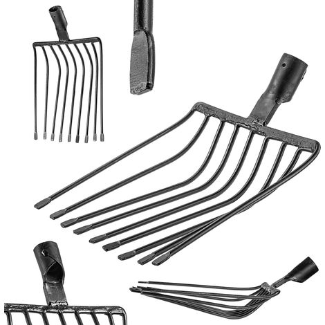 KADAX Grabgabel ohne Stiel, Steingabel, Kartoffelforke, Steinforke, Heugabel, 9 Zinken