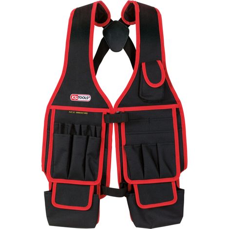 Ks Tools – Gilet de travail multifonction taille unique – 2 sangles réglables – Matériau polyester – Poche téléphone intégrée (1/5)