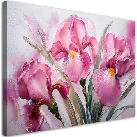 Tableau déco Fleurs peintes roses 90x60 (1/5)
