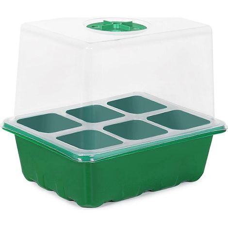 Plateau de germination pour semis 6/12 alvéoles avec valve d'humidité réglable, compatible avec les plantes (1/5)