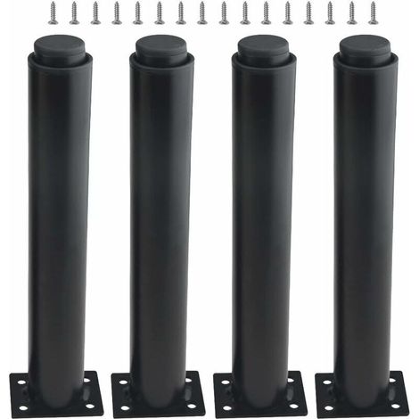 (25-42cm, noir) Jeu de 4 pieds de meubles réglables en métal robuste pour tables, lits, canapés (1/5)
