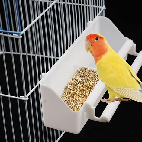 Lot de 2 mangeoires à oiseaux avec support, accessoires pour cage à oiseaux, mangeoire à oiseaux suspendue, bol d'eau pour perroquets et oiseaux (1/4)