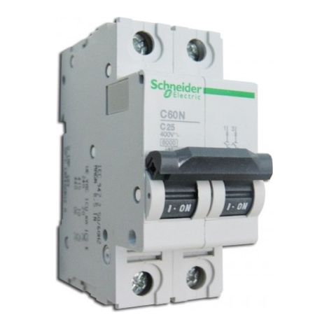 Disjoncteur25A 2P courbe C 6kA C60N (équivalent au C60N 24204 MULTI9) SCHNEIDER ELECTRIC 24339