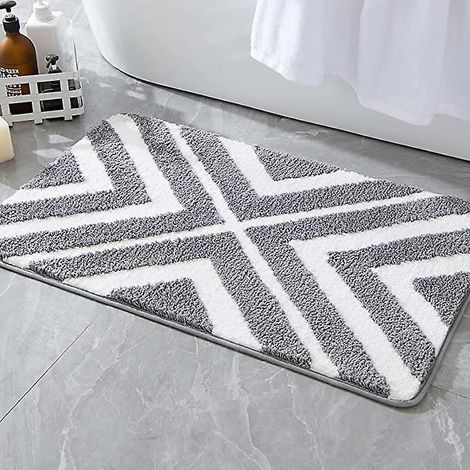 gris Clair 40x60cm Tapis Salle De Bain Tapis D'entre Tapis De Douche Antidrapant Tabis Absorbant Tapis Moelleux Microfibre Toilette Baignoire Gom (1/5)