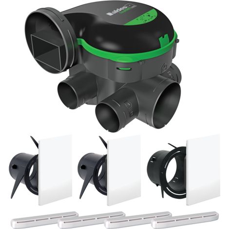 Aldes – Purificateur d'air simple flux EasyHOME PureAIR Classic – VMC 2 vitesses – Détection COV et humidité – 1 piquage Ø125 cuisine, 4 Ø80 sanitaires