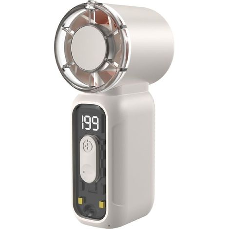 Ventilateur turbo portable 199 vitesses USB rechargeable, ventilateur mains libres avec cordon pour voyage et extérieur,Blanc (1/5)