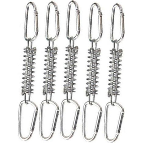 Lot de 5 laisses pour animaux avec crochets résistants, idéales pour le camping et les activités de plein air. Grandes boucles à ressort coupe-vent argentées. (1/4)