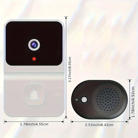 Smart WiFi Doorbell with Built-in Battery – Wireless Security Camera with Two-Way Audio, Supports 2.4 GHz WiFi for Home Security, Sleek Black Design (1/4)