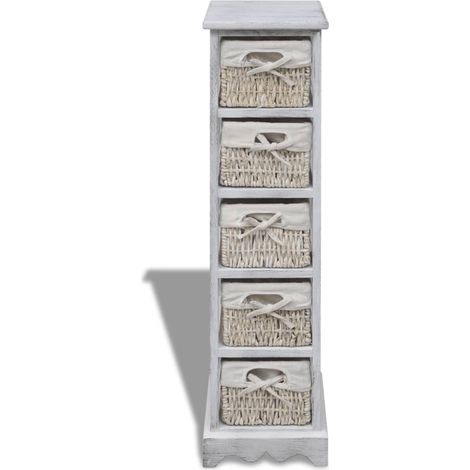 Maison Exclusive - Struttura in Legno con 5 Cestini Intrecciati Bianchi