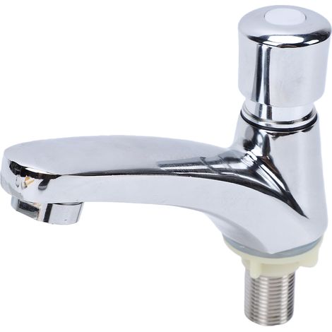 Öffentliche Küche/Badezimmer, verchromter, selbstschließender, wassersparender Waschbeckenhahn mit Zeitverzögerung, Innengewinde G1/2 (1/5)