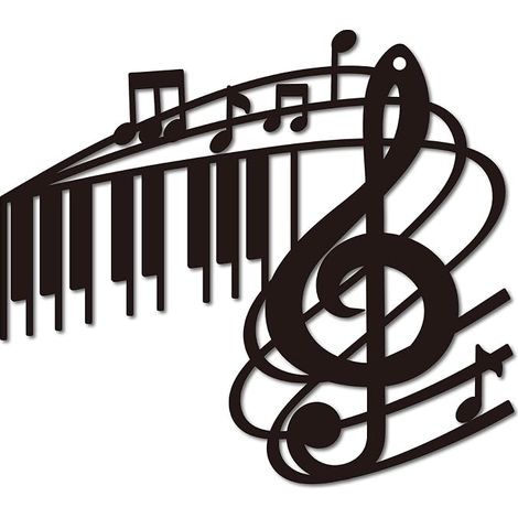 Metal Wall Note Music Wall Decoration Plaques Ornaments Sculpture Iron Sign for Indoor Outdoor Home Living Room Kitchen Garden Office Decoration Black 8.1 x 7.1 Inch (1/5)