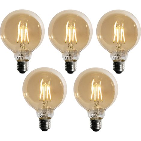Set mit 5 E27 3-Stufen dimmbare LED-Glühbirne Gold G95 4W 450lm 2700K