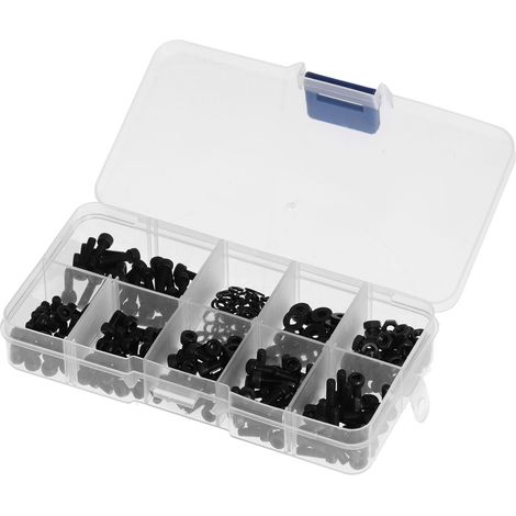 Kit 300 pièces écrous et boulons M3, culasse, rondelles ressort, acier carbone, visserie hexagonale assortie (1/5)
