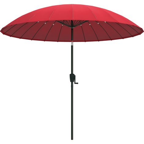 Gartenschirm – Runder, neigbarer Sonnenschirm mit 24 Kurbelstreben aus Aluminium und Fiberglas, Polyester, 2,60 m Durchmesser, Farbe: Rot