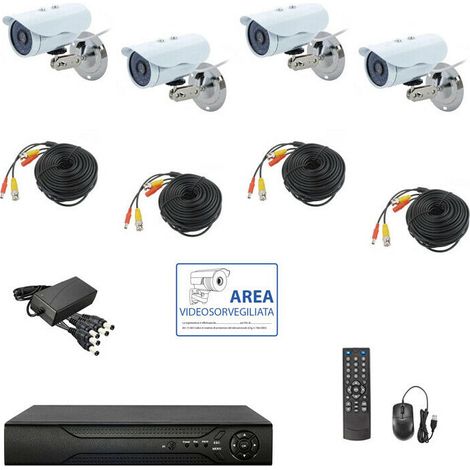 KIT VIDEOSORVEGLIANZA AHD IP CLOUD DVR 4 CANALI 4 TELECAMERE HD INFRAROSSI (1/3)