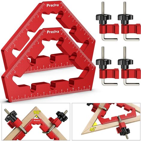 2 Stk Positionierwinkel, Preciva 45/90 Grad Positionierwinkel Rechtwinklige Klemmen aus Aluminiumlegierung Holzbearbeitungswerkzeuge, Zimmermannswinkel für Holzbearbeitung (1/5)