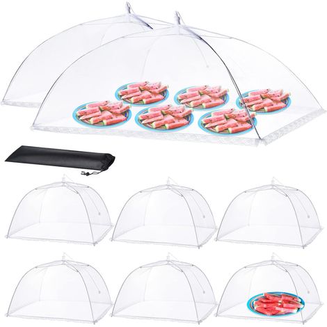 Praktisch für Zuhause: 2 XL (102x63) & 6 L (43x43), Nylon & Stahl, 8 St. Fliegenhaube Pop-Up (1/5)