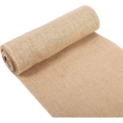 Chemin de table rustique en toile de jute naturelle, ruban de jute, pour loisirs créatifs, chaises, décoration intérieure, mariage, fête, 30 x 500 cm (1/5)
