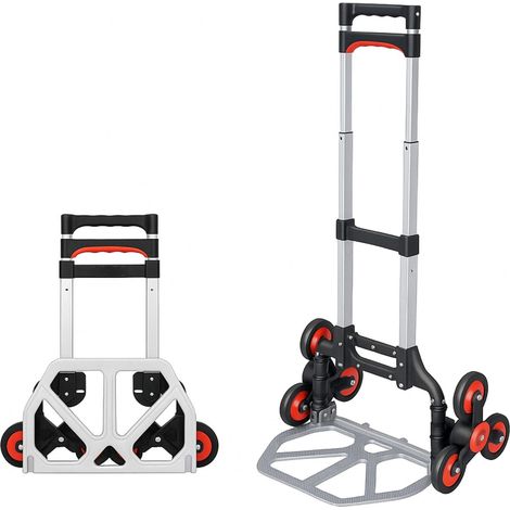 Carrello portapacchi 3 ruote pieghevole per scale in alluminio - Misura 51x41x99,5 cm - Portata Max 70 Kg - Montacarichi manuale con sistema a 3 ruote (1/5)