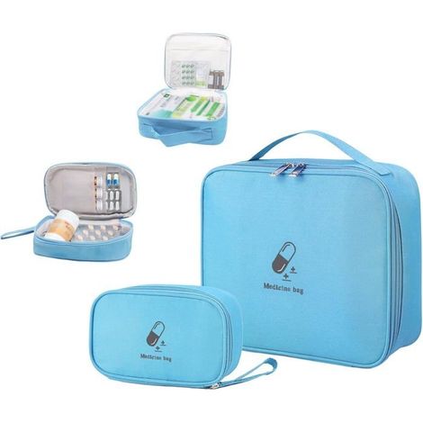 2Pcs Trousse de Secours Vide - Trousse Secours Portable - Premiers Soins Sac Rangement - pour Activités de Plein Air Sport - Bleu (1/5)