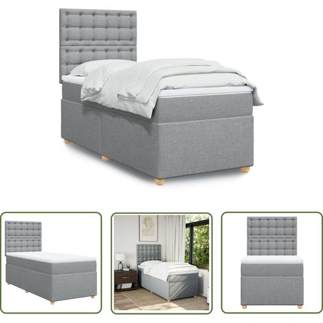 The Living Store Boxspringbett mit Matratze Hellgrau 90x190 cm Stoff - Boxspringbett - Doppelbett - Bettsofa - Schlafsystem - Polsterbett (1/5)
