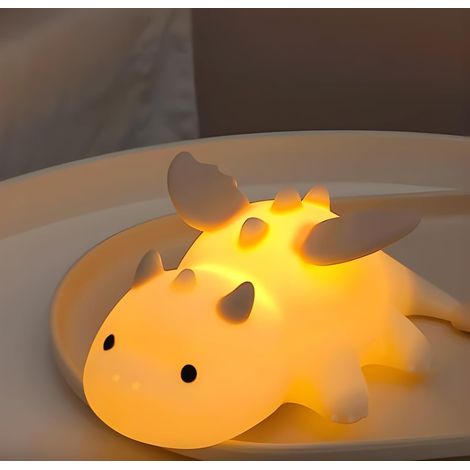 wiederaufladbares Silikon-LED-Drachen-Nachtlicht mit 7 Farben, USB-Timer, fürs Kinderzimmer (1/5)
