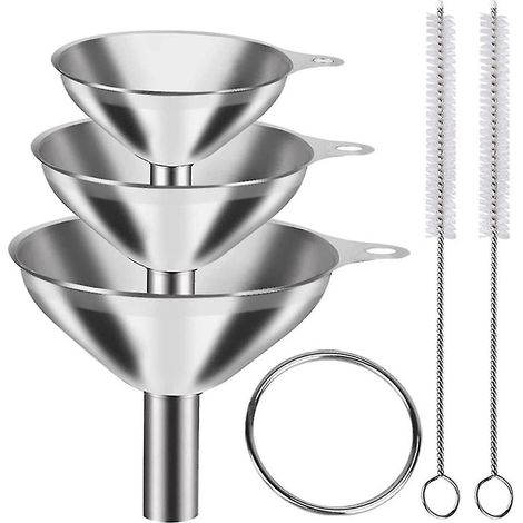 Entonnoirs pour remplir les bouteilles, ensemble de 3 mini-entonnoirs de cuisine en acier inoxydable, entonnoirs pour le transfert d'E (1/5)