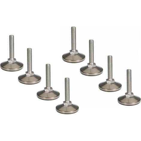 8x Verstellbarer Fuß, M10 x 50 mm Edelstahl-Gewindespindel, Einstellknopf, Stoppfunktion (1/5)