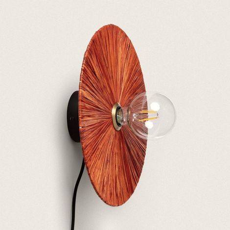 Applique murale raphia fibre naturelle E27 salon cuisine restaurant finitions artisanales (1/5)