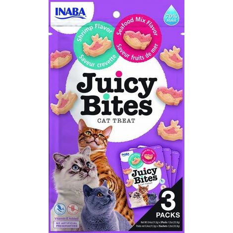 Inaba Juicy Bites - Friandises pour chats aux crevettes et aux fruits de mer